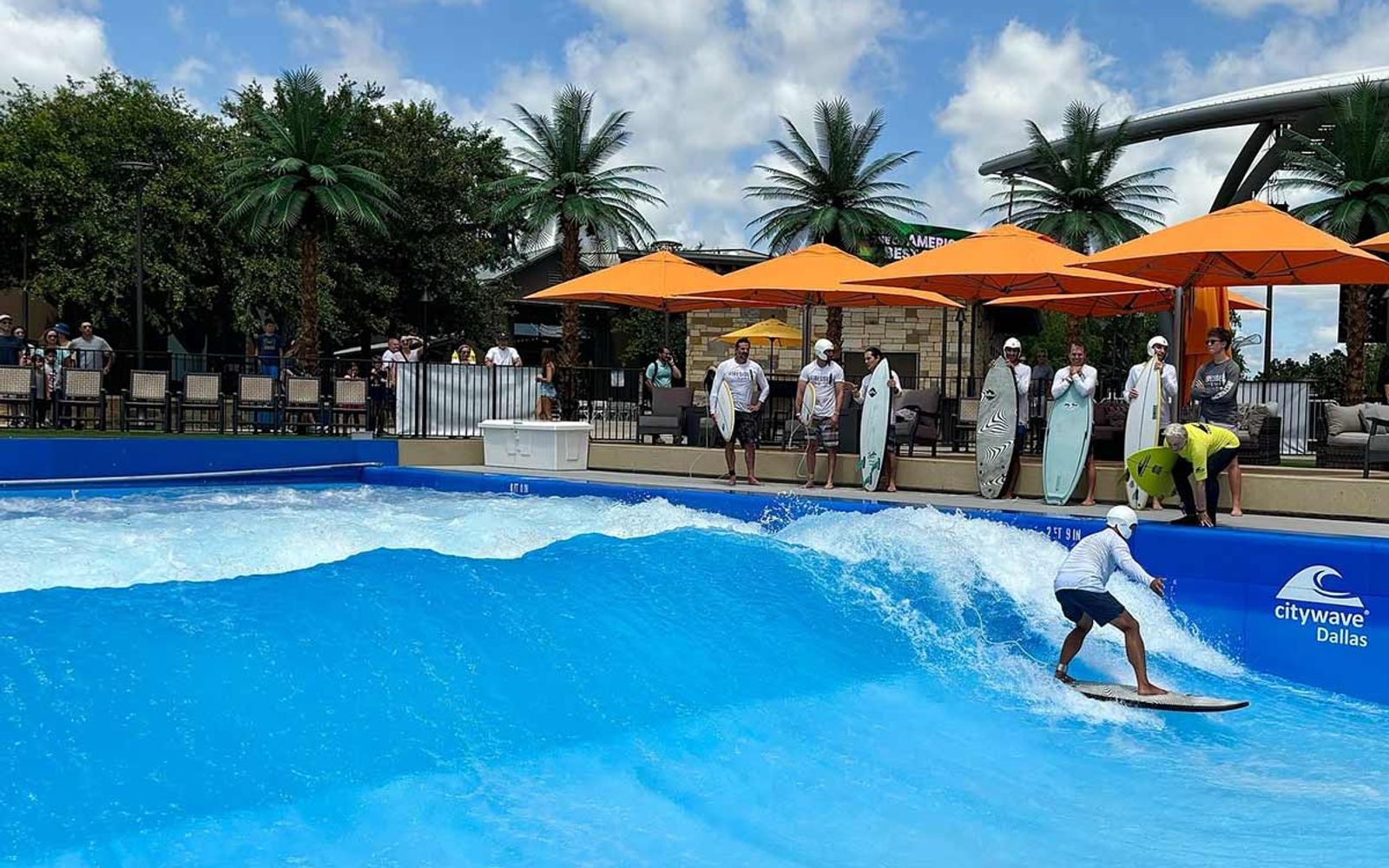 A surfer on the Grandscape wave during its Fireside Surf years, before PopStroke took over.