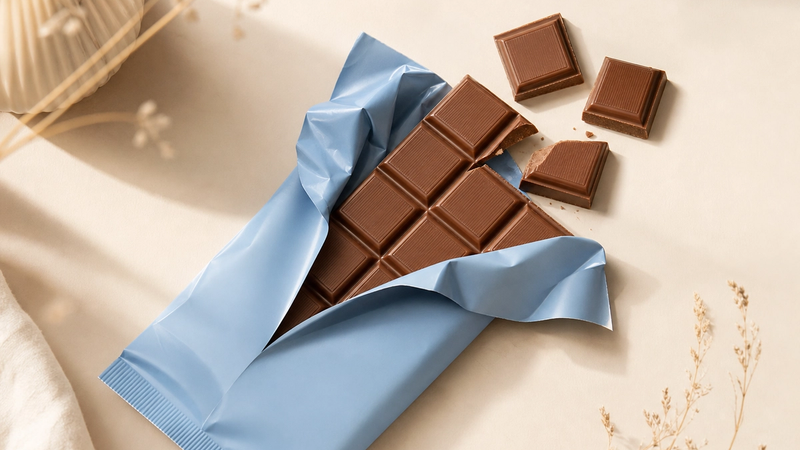 Blue-wrapped milk chocolate squares, Fazer style