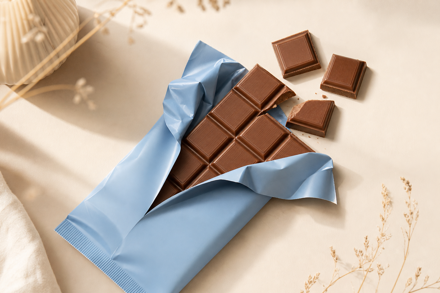 Blue-wrapped milk chocolate squares, Fazer style