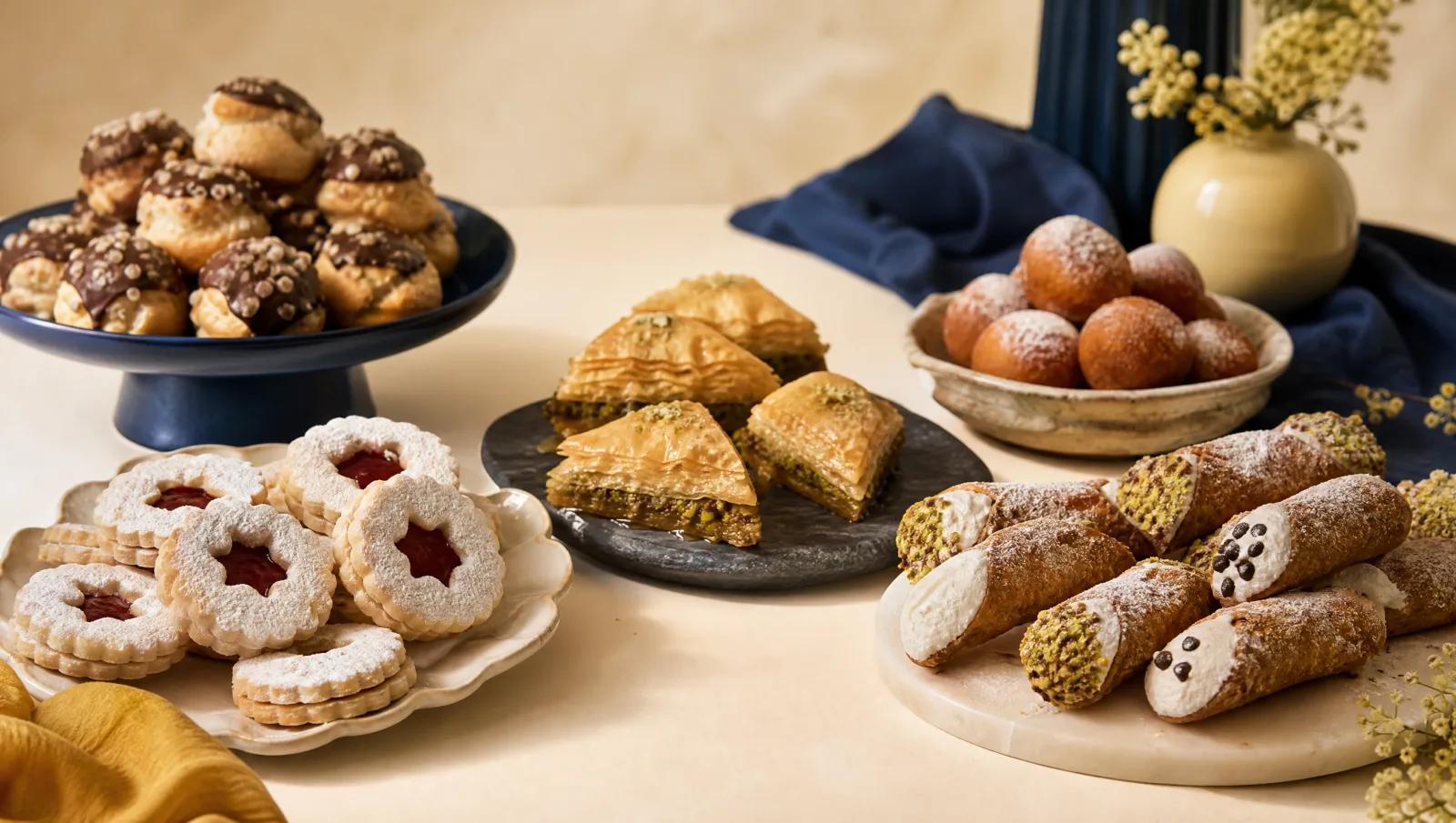 Sweets from several European traditions grouped into five distinct clusters.