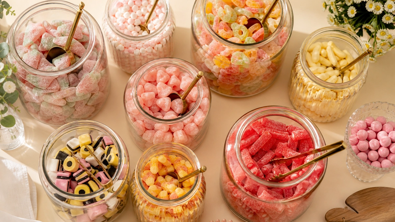 A self-serve bulk candy station
