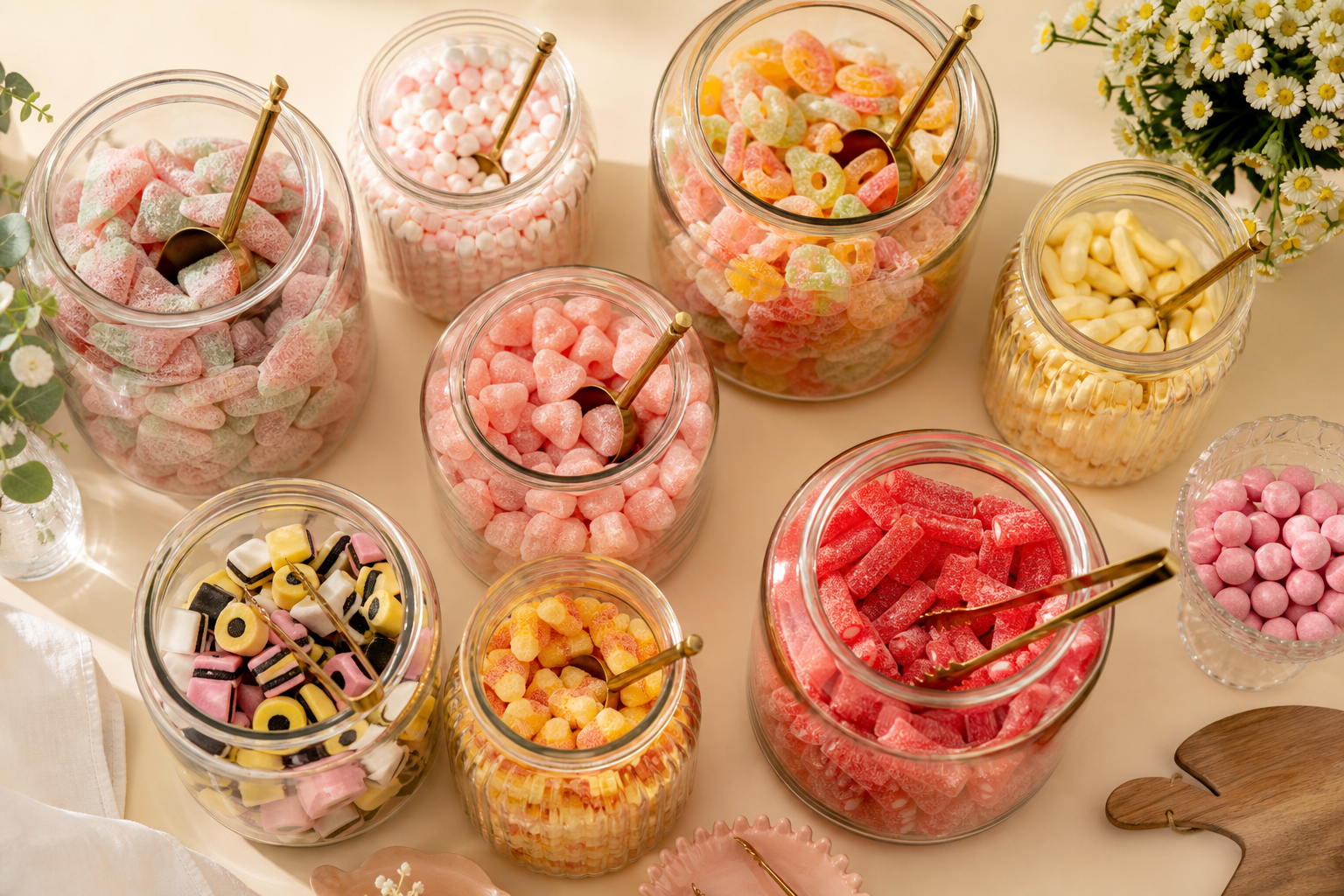 A self-serve bulk candy station