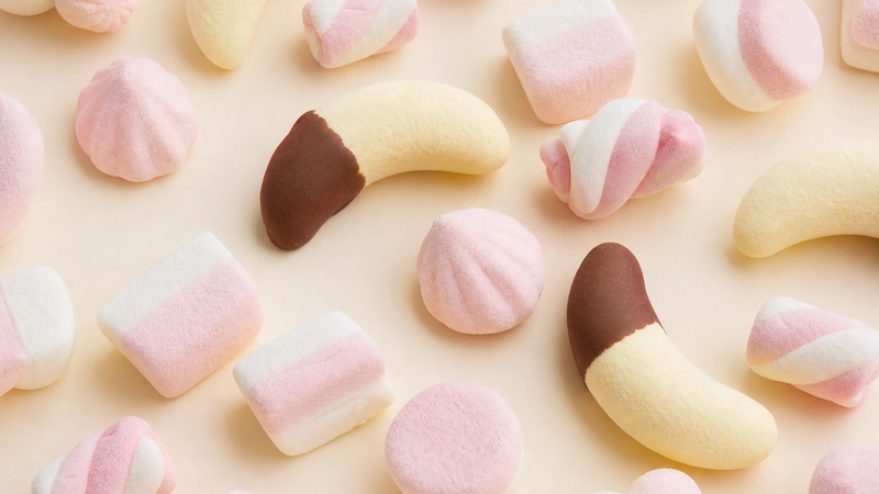 Soft pastel Swedish foam candy, skum