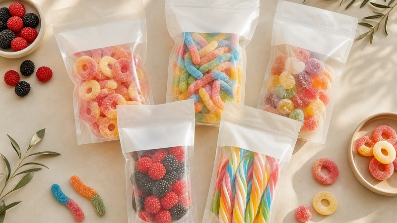 Plain candy bags ready for private label