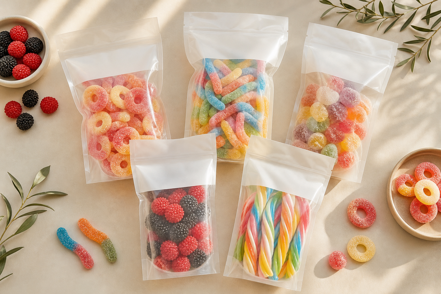 Plain candy bags ready for private label