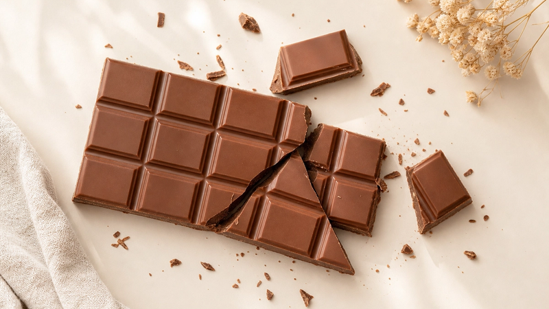 Squares of milk chocolate