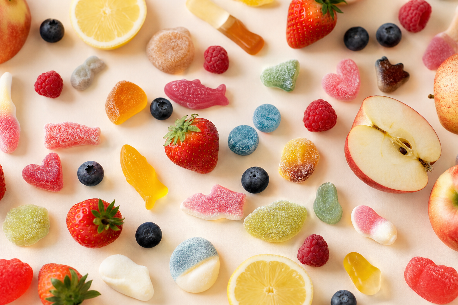 An assortment of real Swedish gummy candies