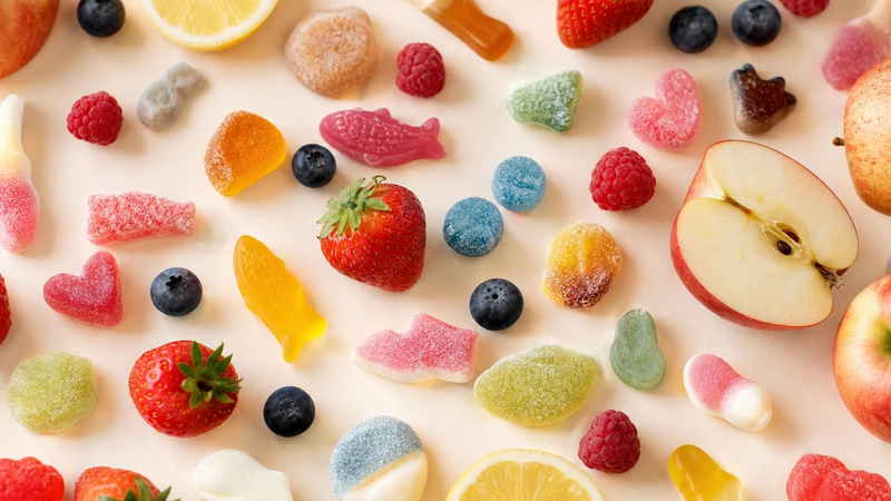 An assortment of real Swedish gummy candies