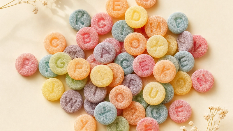 Sour stamped candy discs, S-Märke style