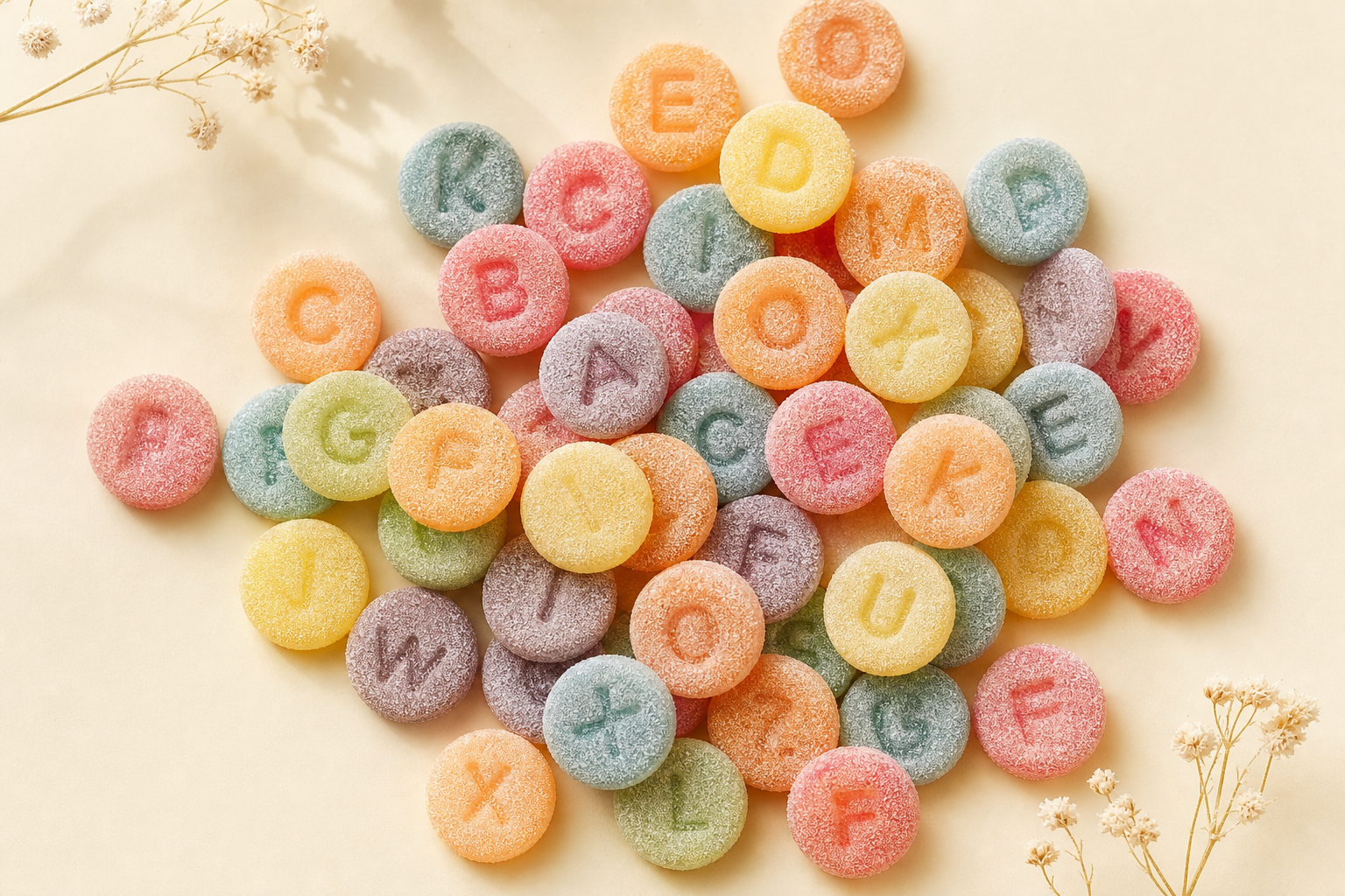 Sour stamped candy discs, S-Märke style