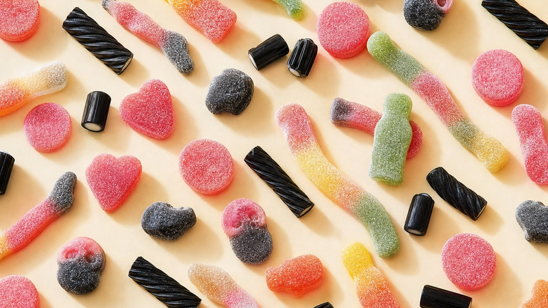 An assortment of sour and licorice candies