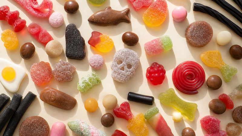 A generous colorful assortment of Swedish candy