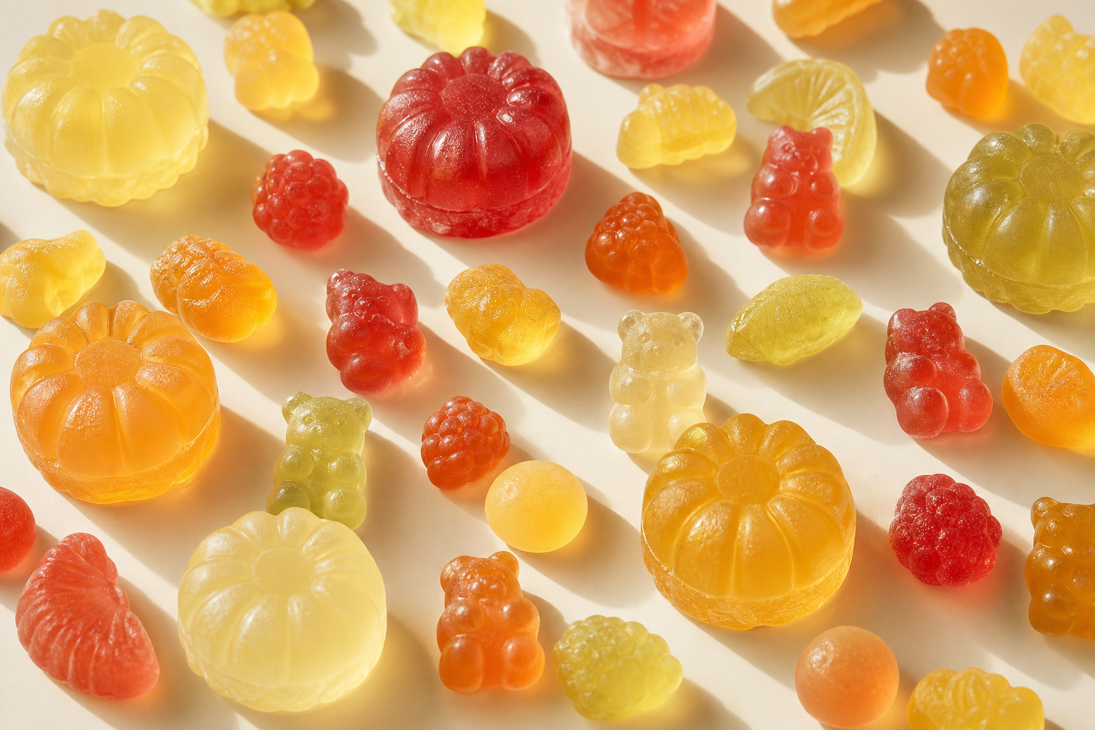 Soft jelly gelée candies and figures