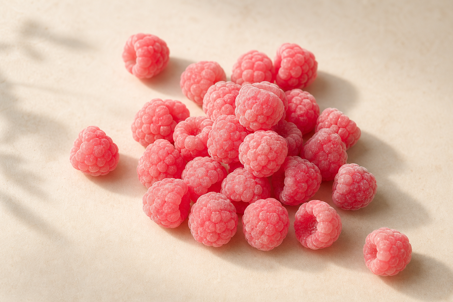 Pink raspberry-flavored chewy candies