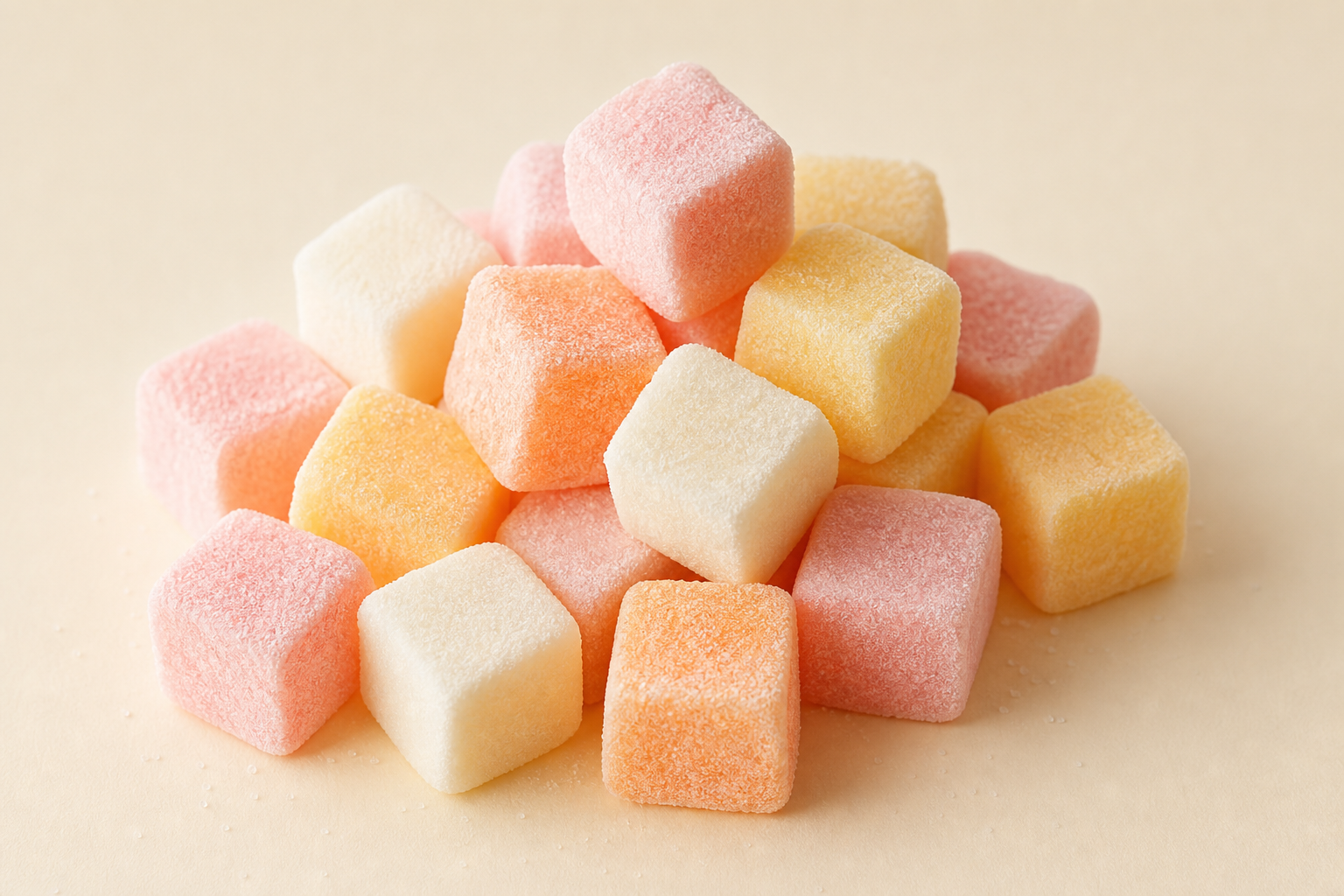 Soft sugar-coated cube-shaped candies, sockerbitar