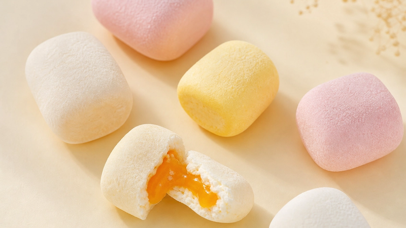 Soft foam candies with a filling