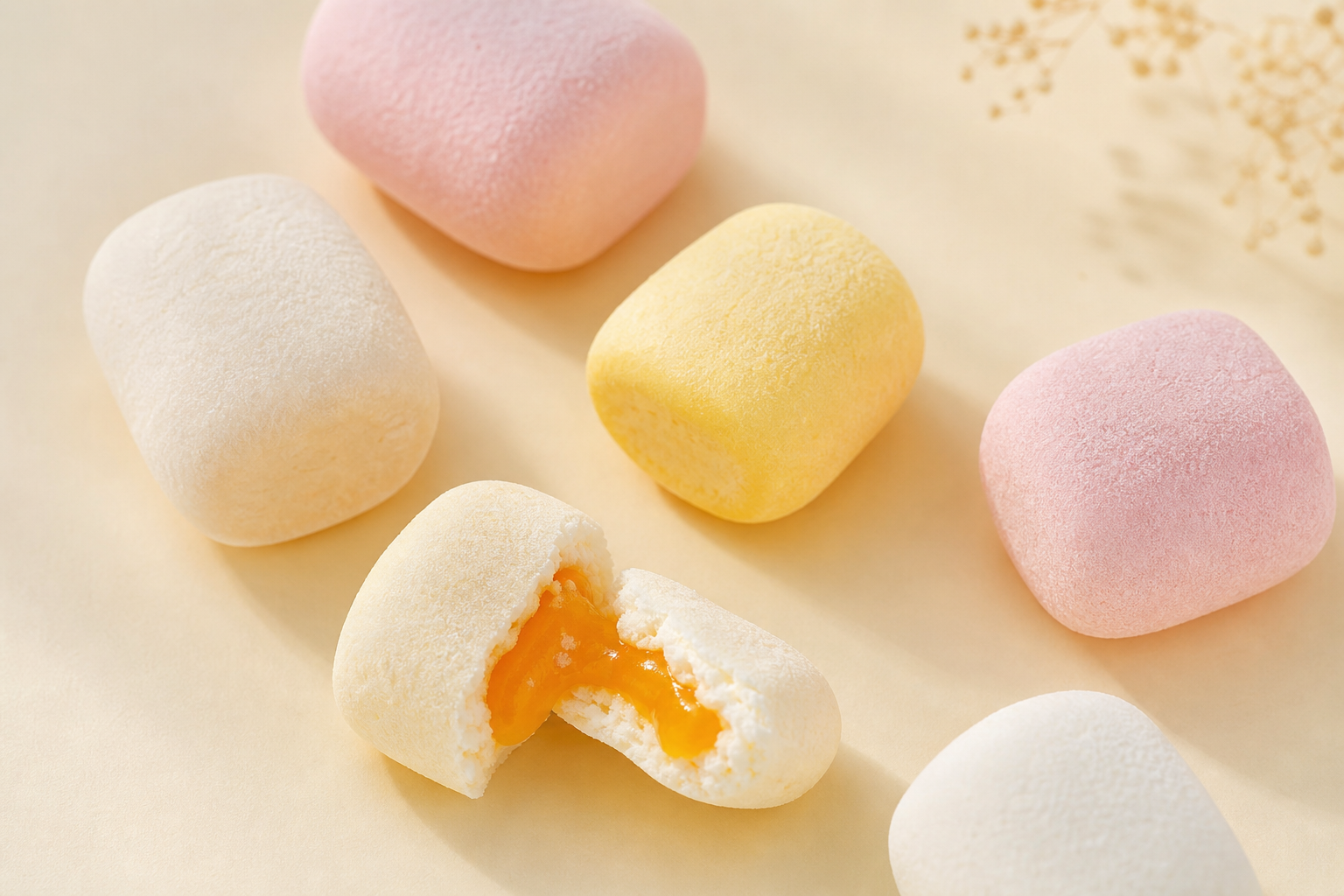 Soft foam candies with a filling
