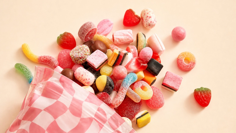 A colorful bag of curated Swedish pick-and-mix candy