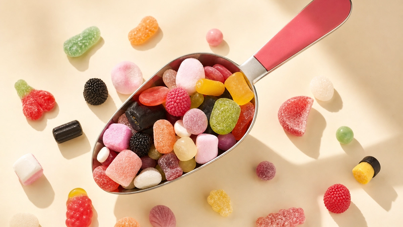 A scoop of mixed Swedish candy, godis