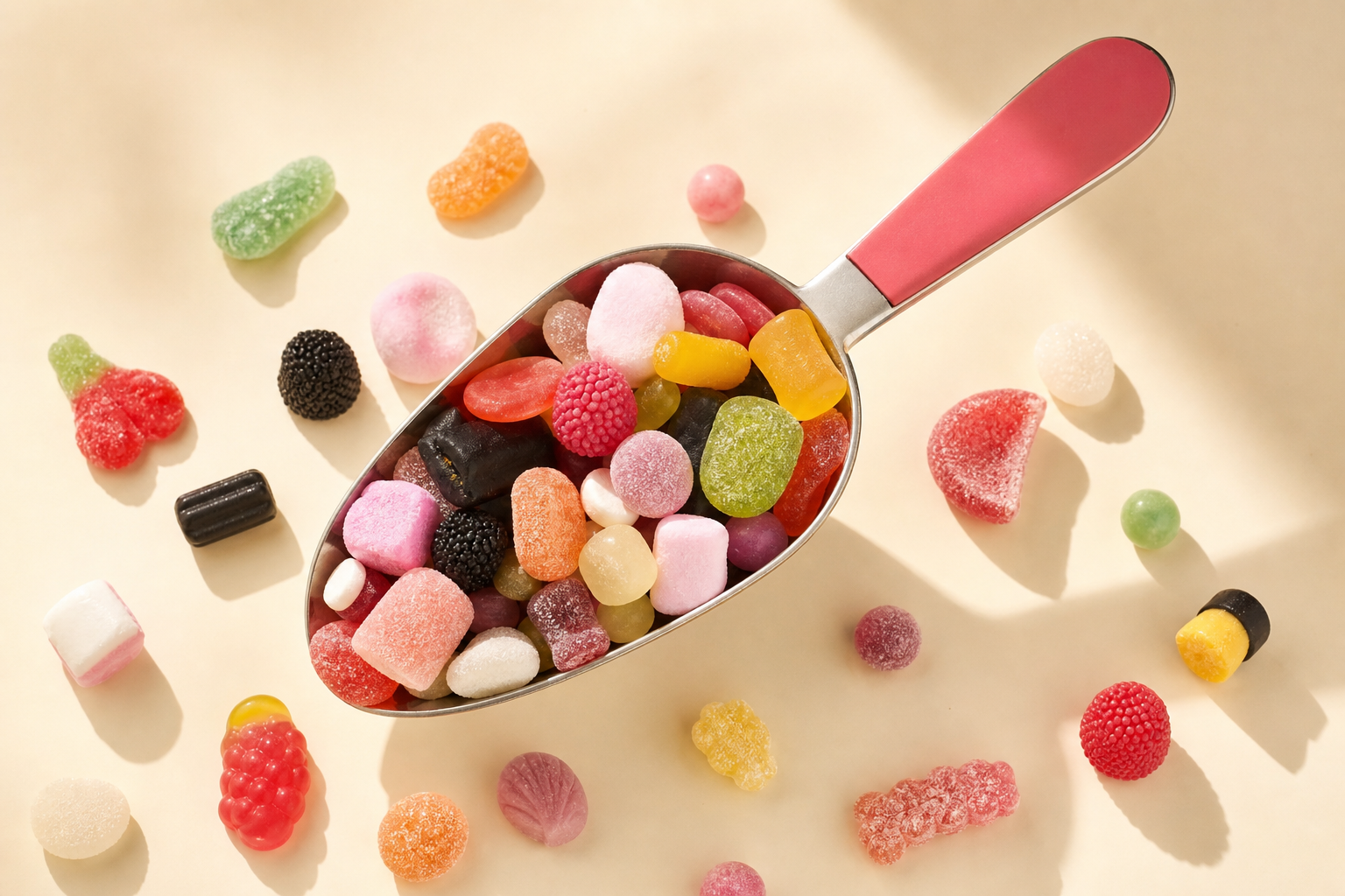 A scoop of mixed Swedish candy, godis
