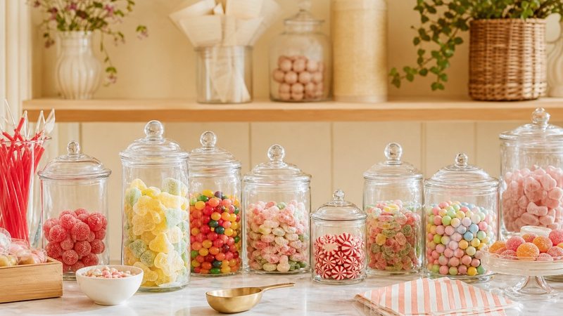 Old-fashioned candy shop with jars of Swedish candy