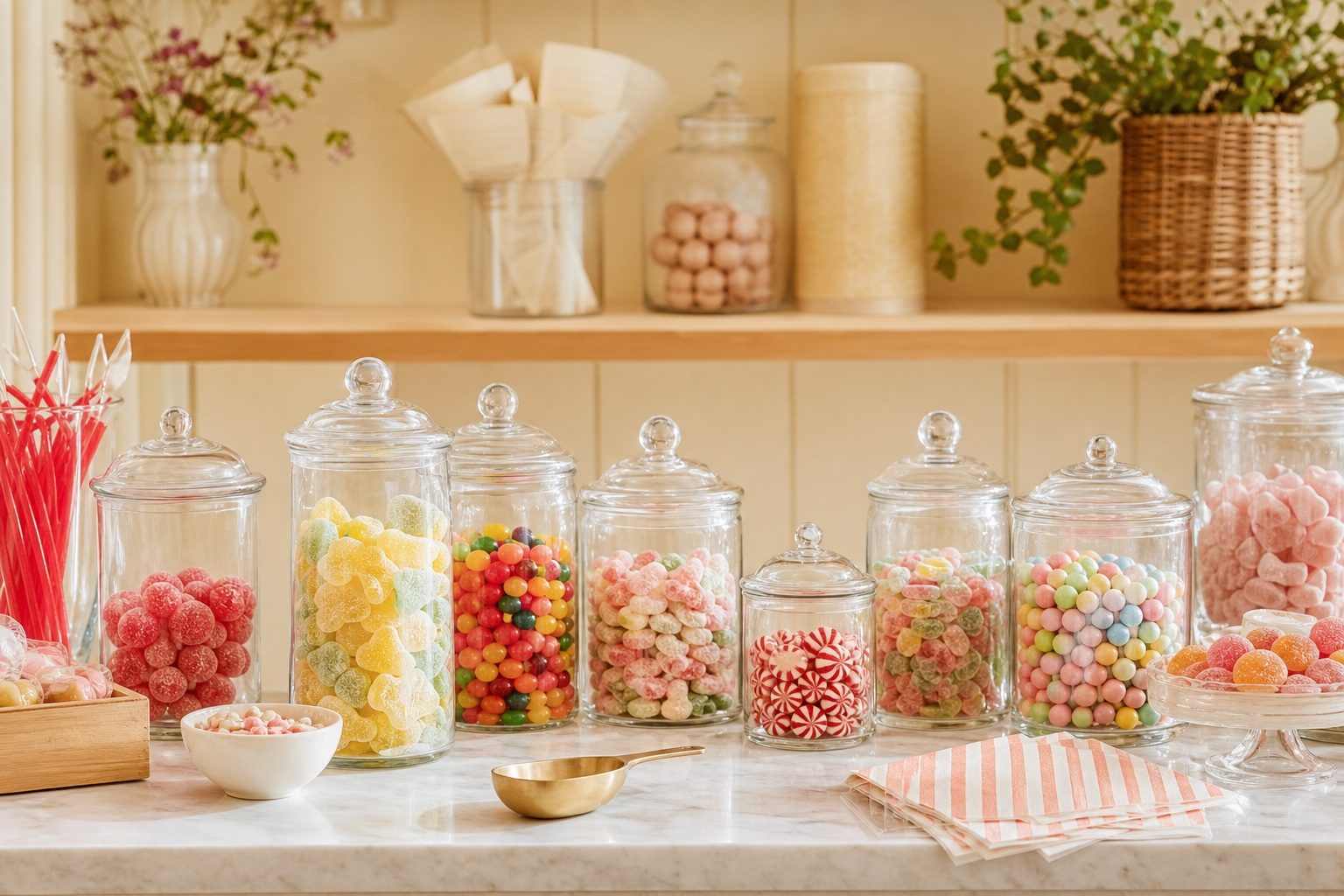Old-fashioned candy shop with jars of Swedish candy