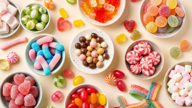 A colorful spread of varied Swedish candy flavors