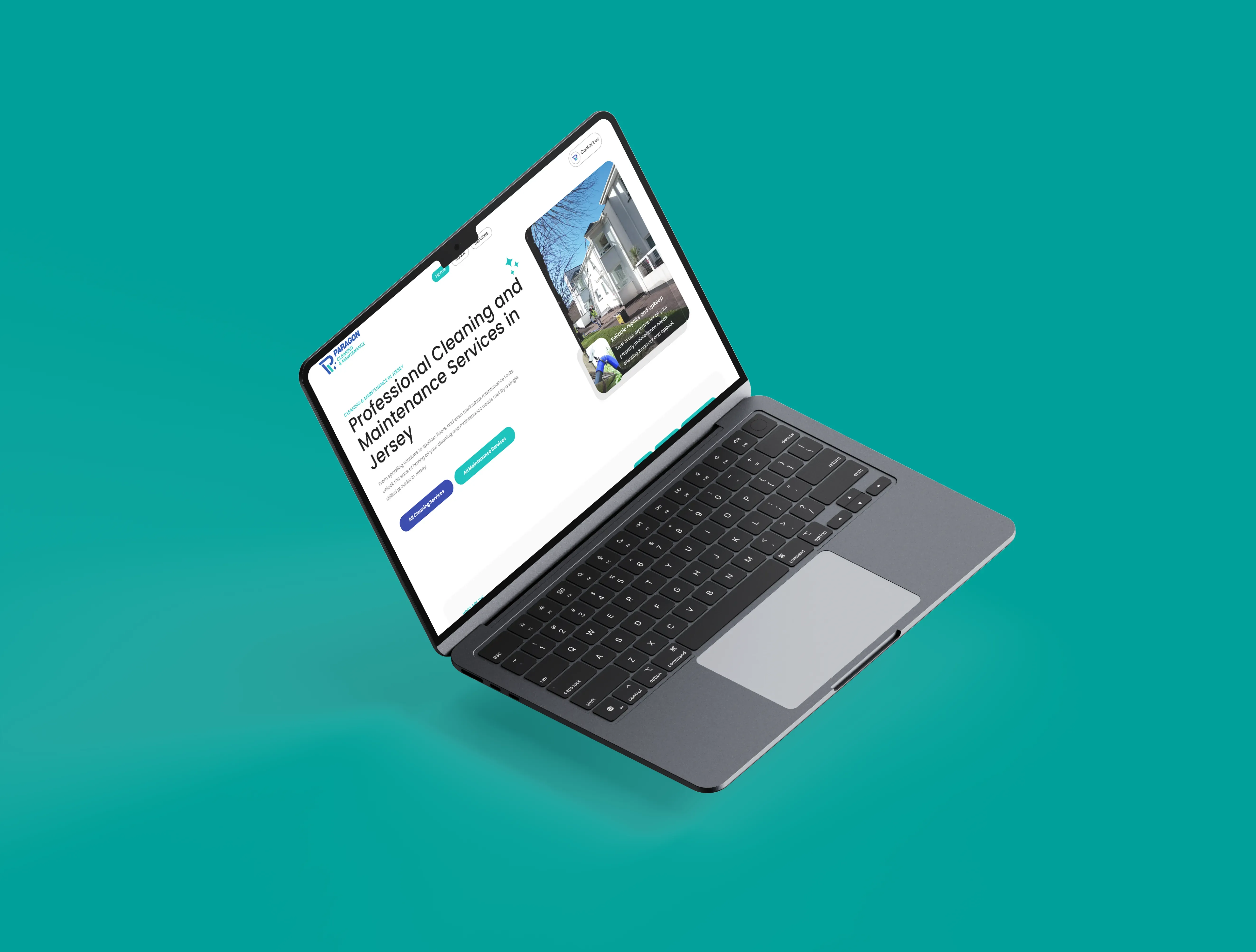 Paragon Cleaning & Maintenance Website on a Macbook Mockup
