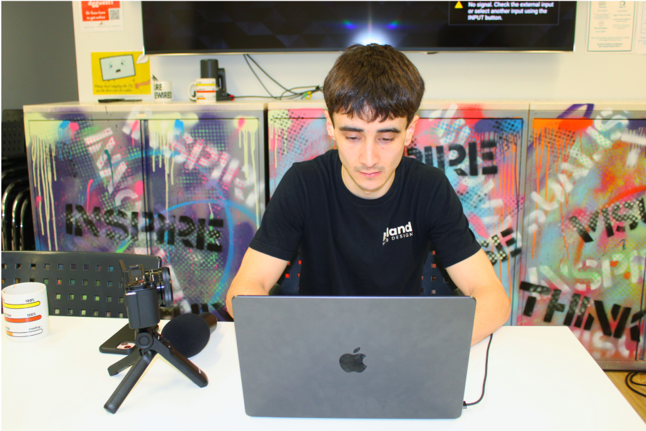 Jordan working on his mac