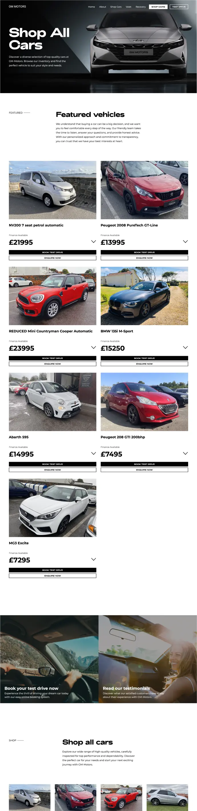 GM Motors Guernsey Car Website All Cars Page