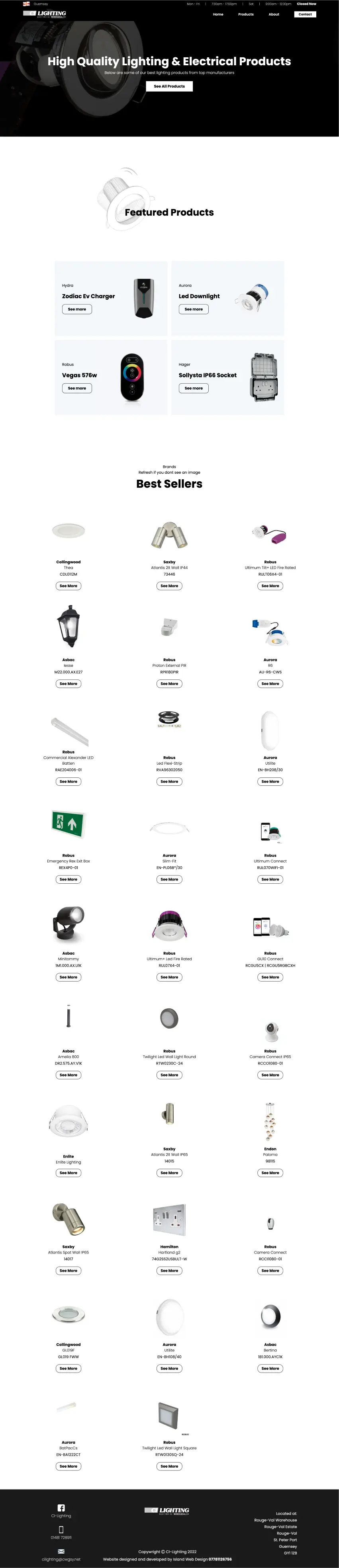 CI Lighting Guernsey Website Product Page