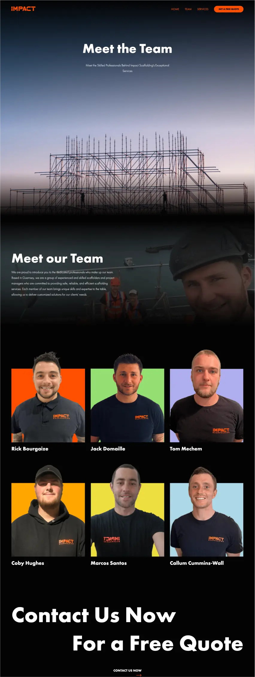 Impact Scaffolding Guernsey Website Team Page