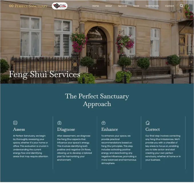 Perfect Sanctuary Feng Shui Website Services Page
