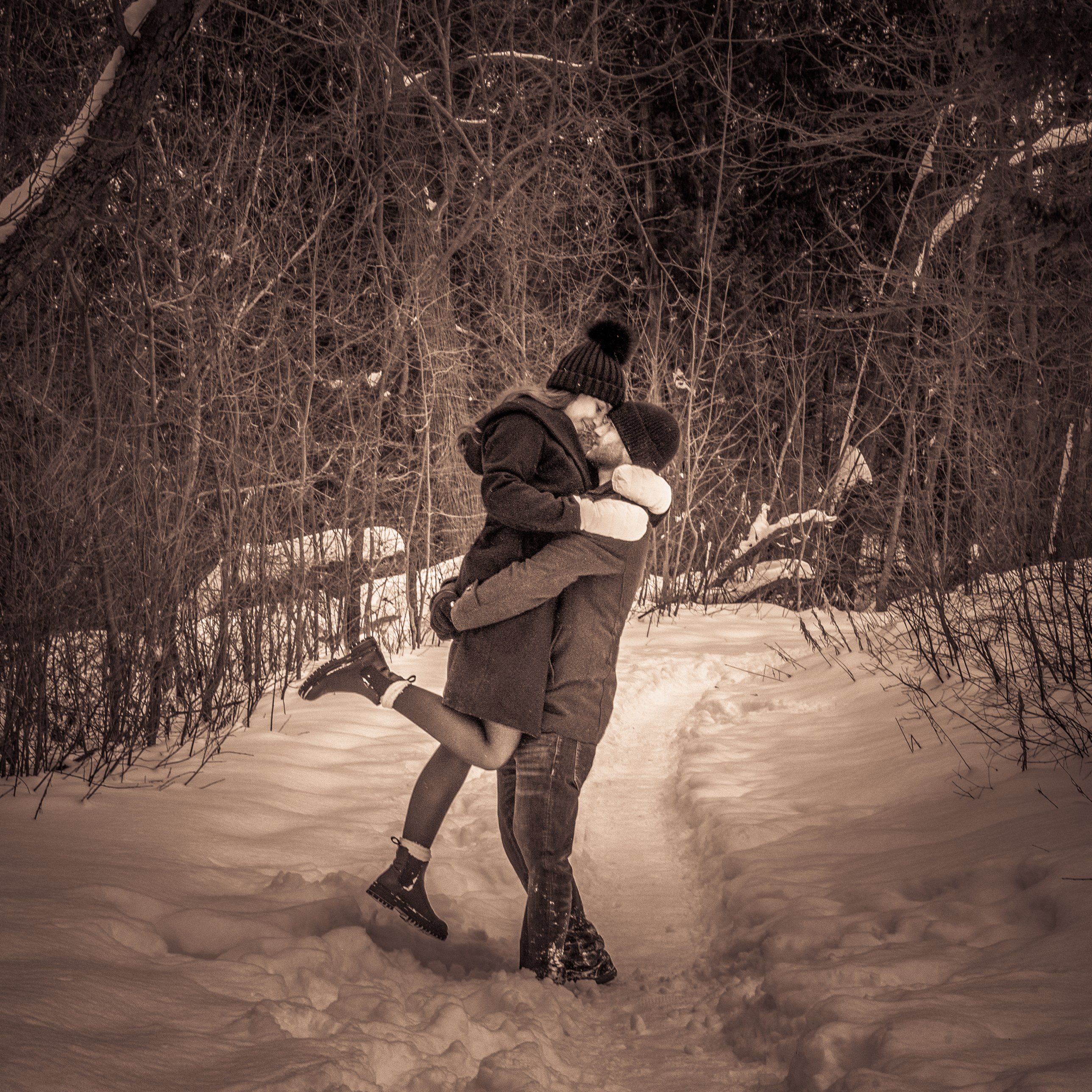 Engagement to family — a three-image collage story — panel 1 of 3