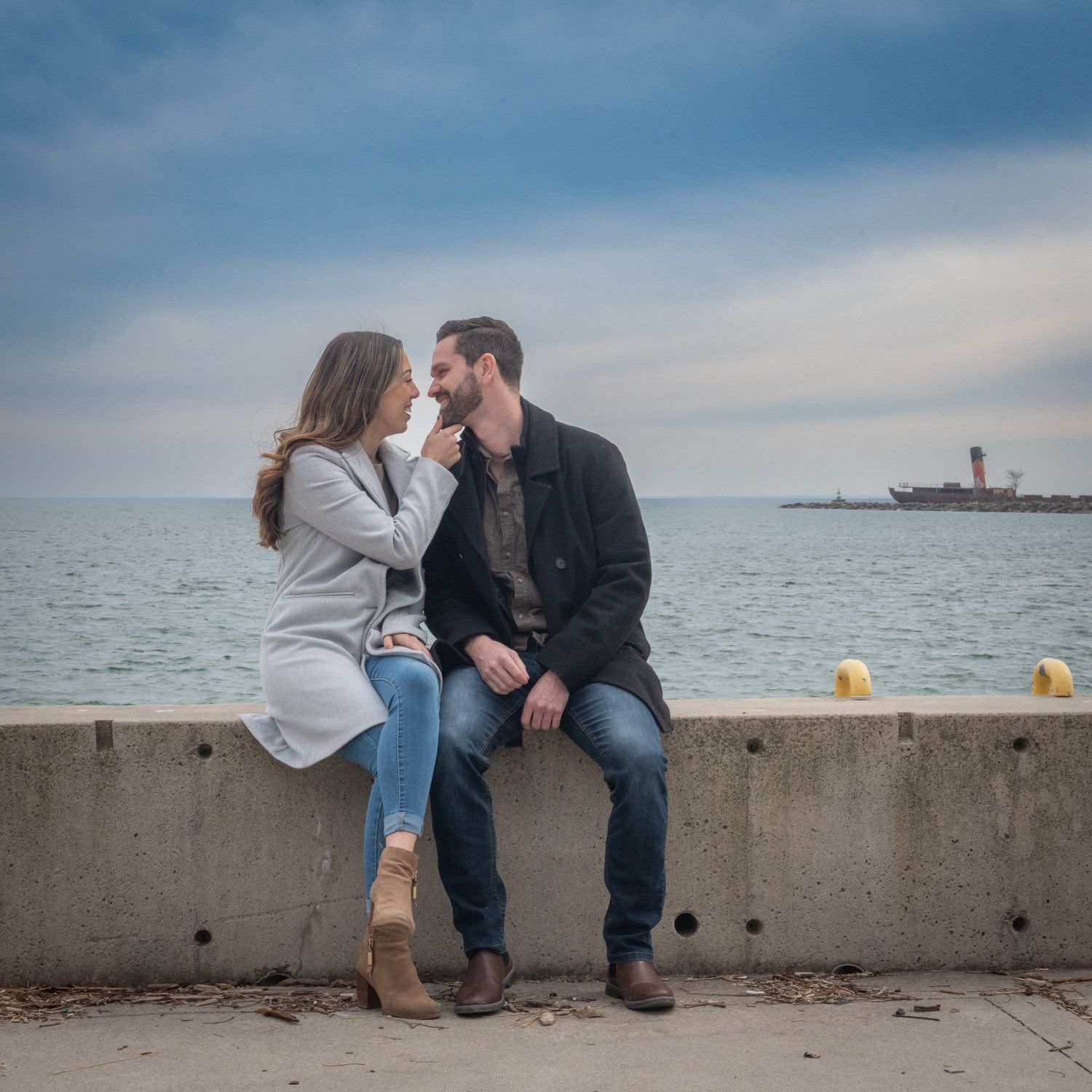 Jenna & Curtis during their outdoor engagement session at a Toronto-area park