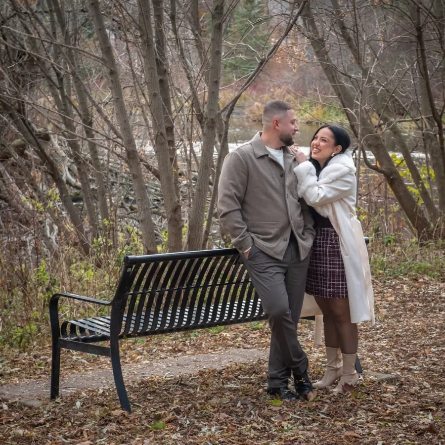 Juliet & Kosta during their outdoor engagement session at a Toronto-area park