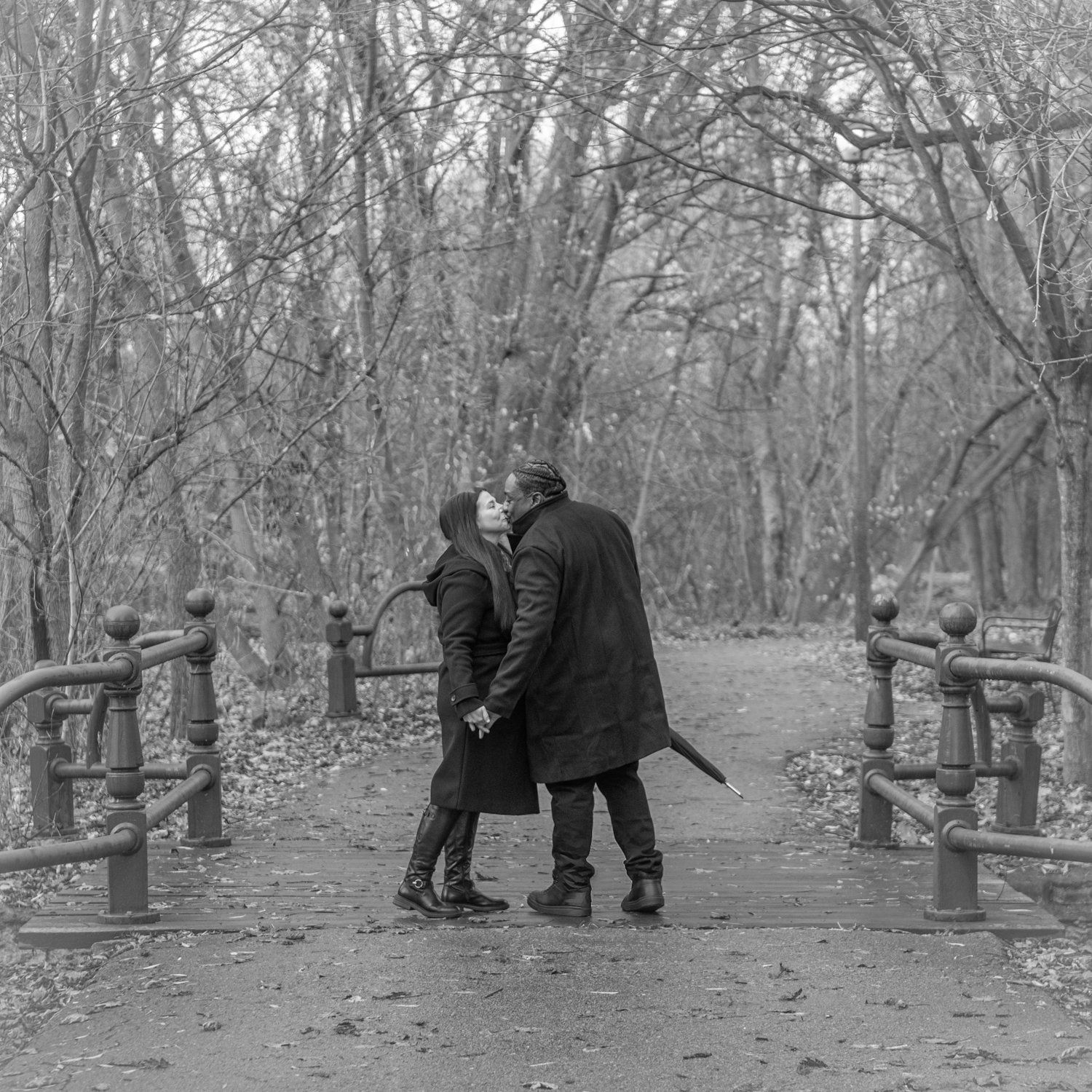 Julie & Angus during their outdoor engagement session at a Toronto-area park