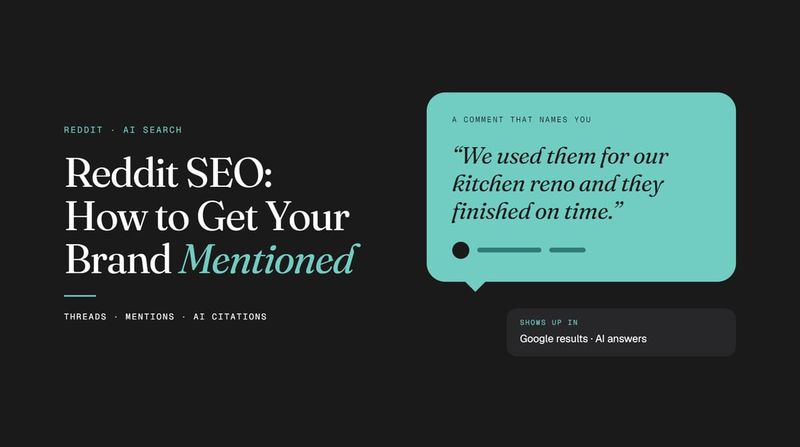 Reddit SEO: How to Get Your Brand Mentioned graphic showing comments in Google and AI search results.