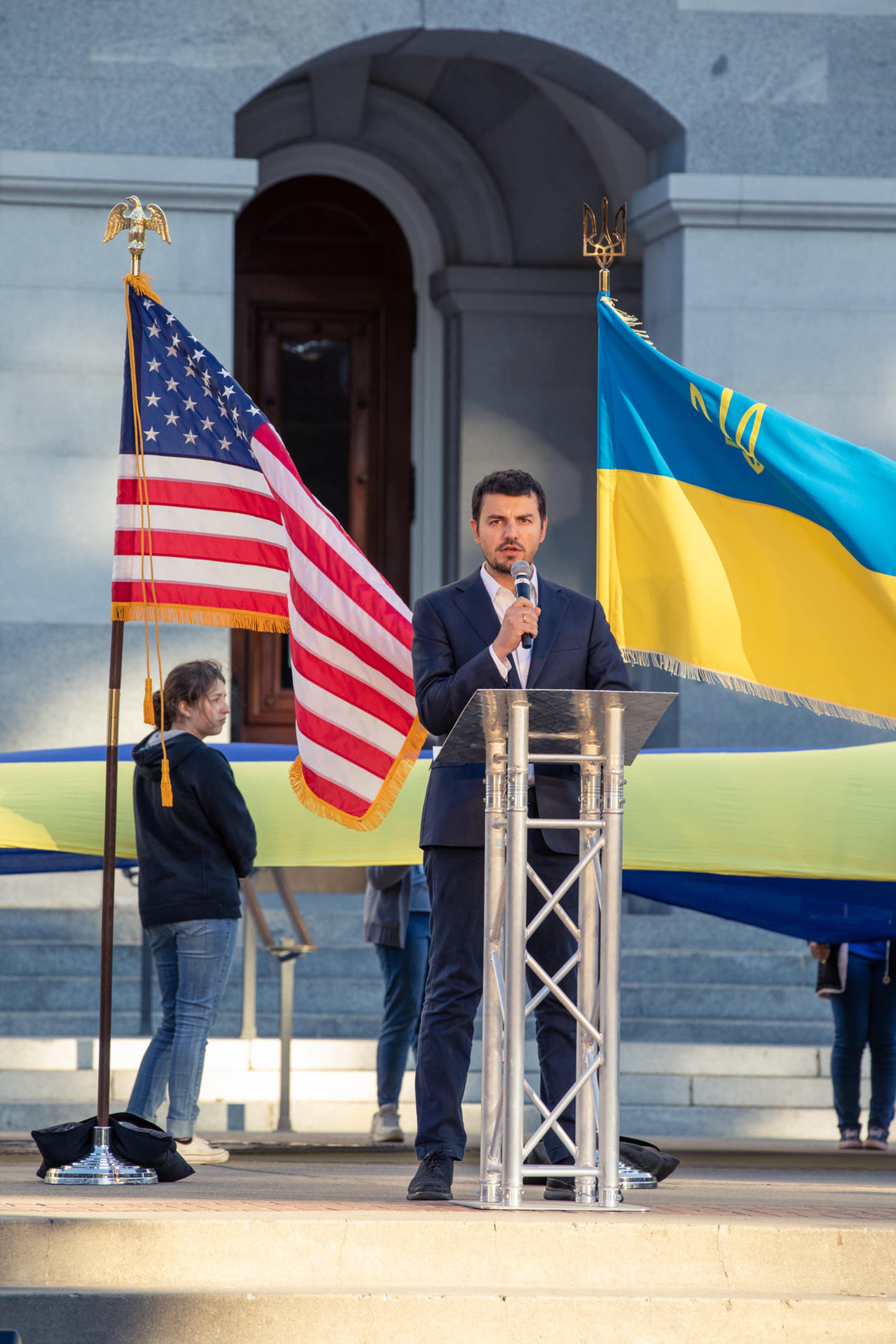 Hundreds of Ukraine Supporters gathered near the Capitol for the Peace Rally