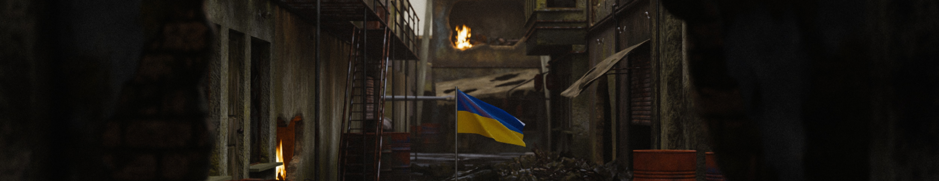 Ukrainian Flag in Shelter