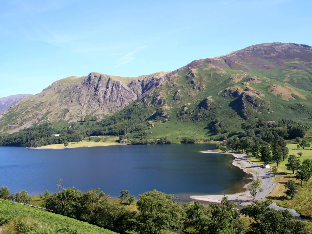 Buttermere with Fleetwith Pike and Haystacks rising steeply from the far shore