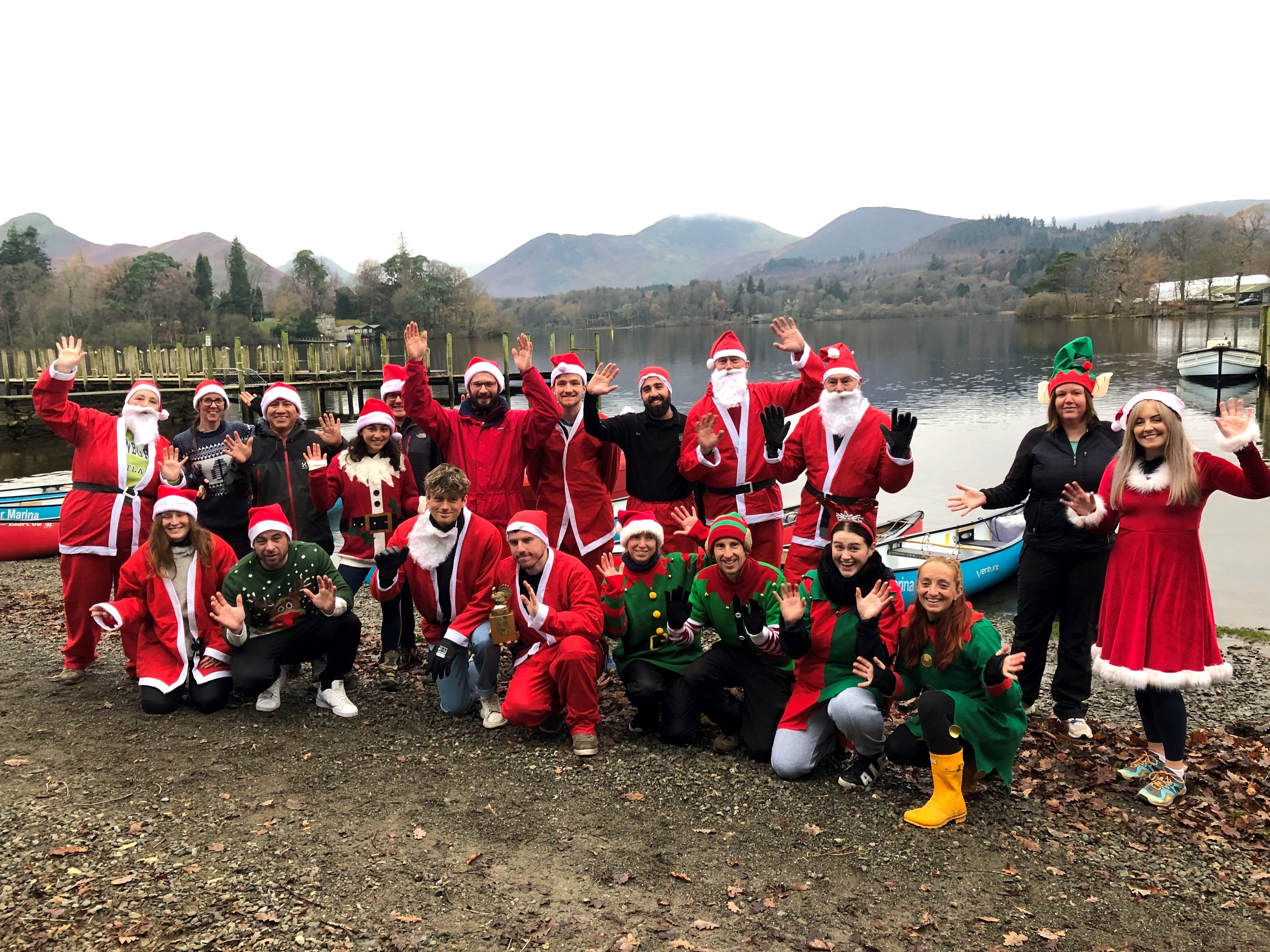 Santa Splash participants before the race