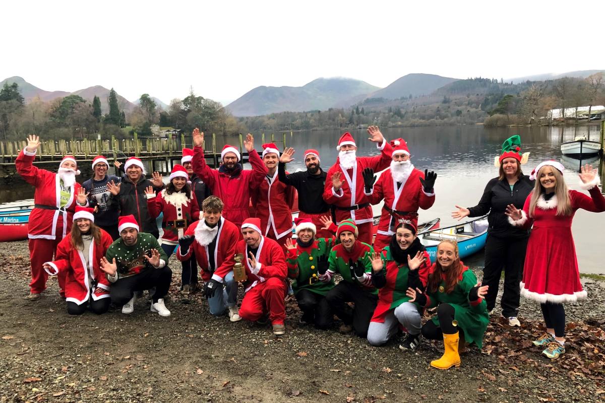 Santa Splash participants before the race