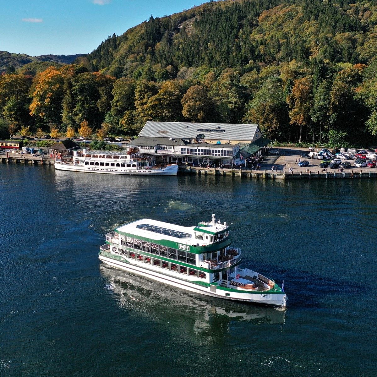A Windermere Lake Cruises boat on the lake