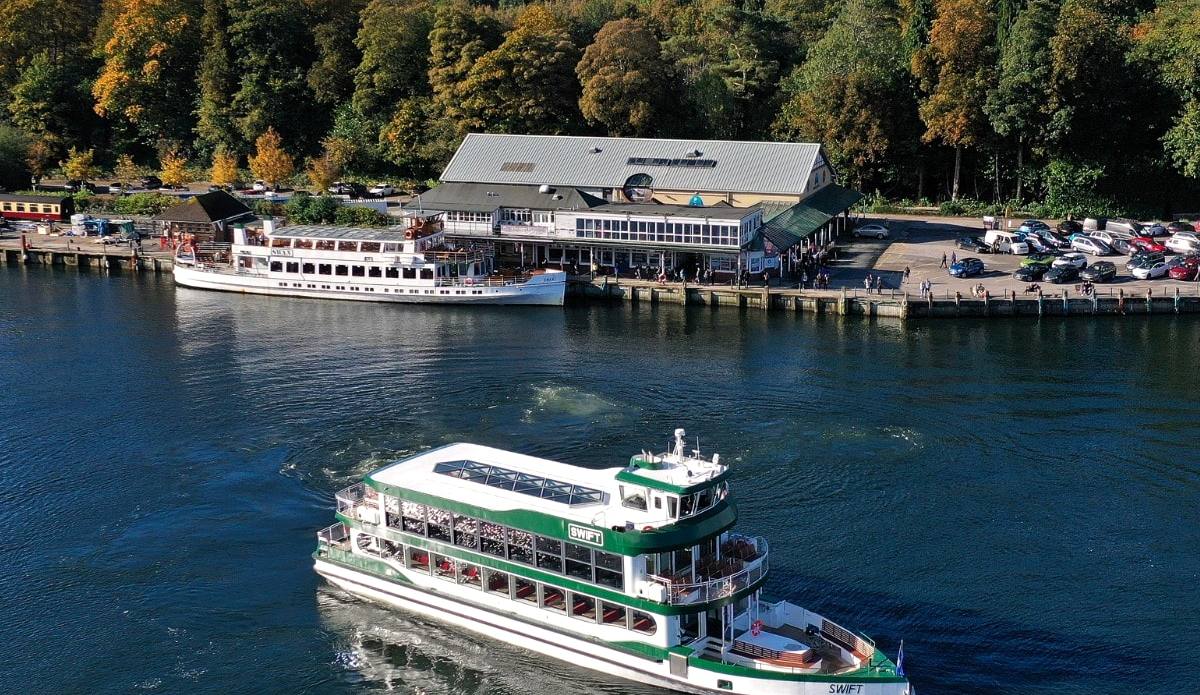 A Windermere Lake Cruises boat on the lake