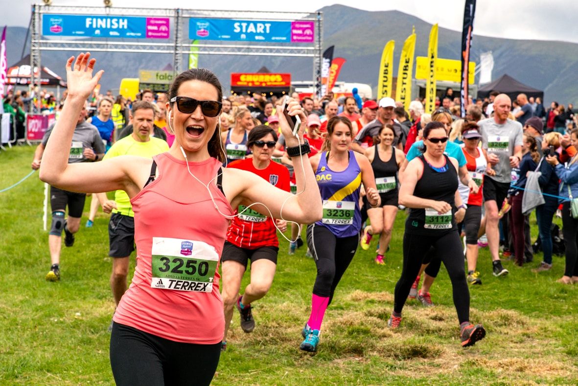 Runners taking part in the adidas TERREX 5K Trail Run during 2019 KMF