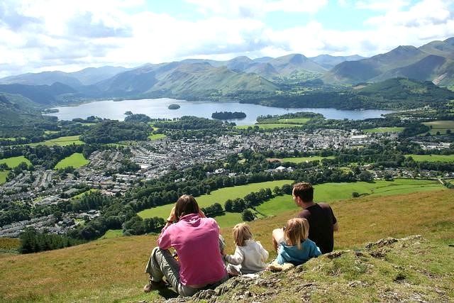 Family enjoying the view from Latrigg