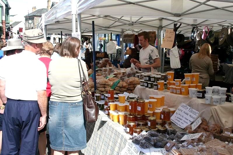 Shoppers enjoying Keswick market