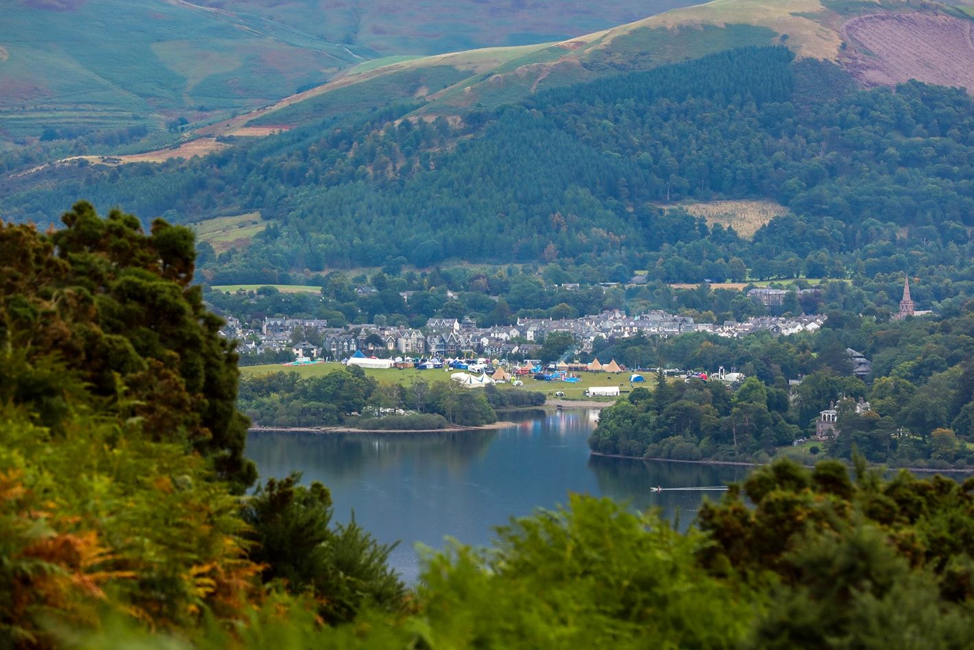 The 2021 Keswick Mountain Festival Village from a distance