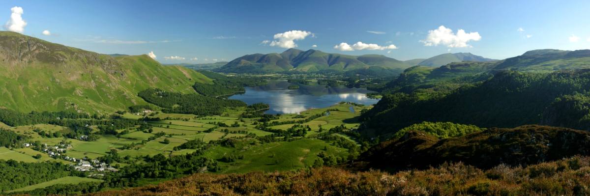 The length of Derwentwater seen from the bracken slopes above Grange